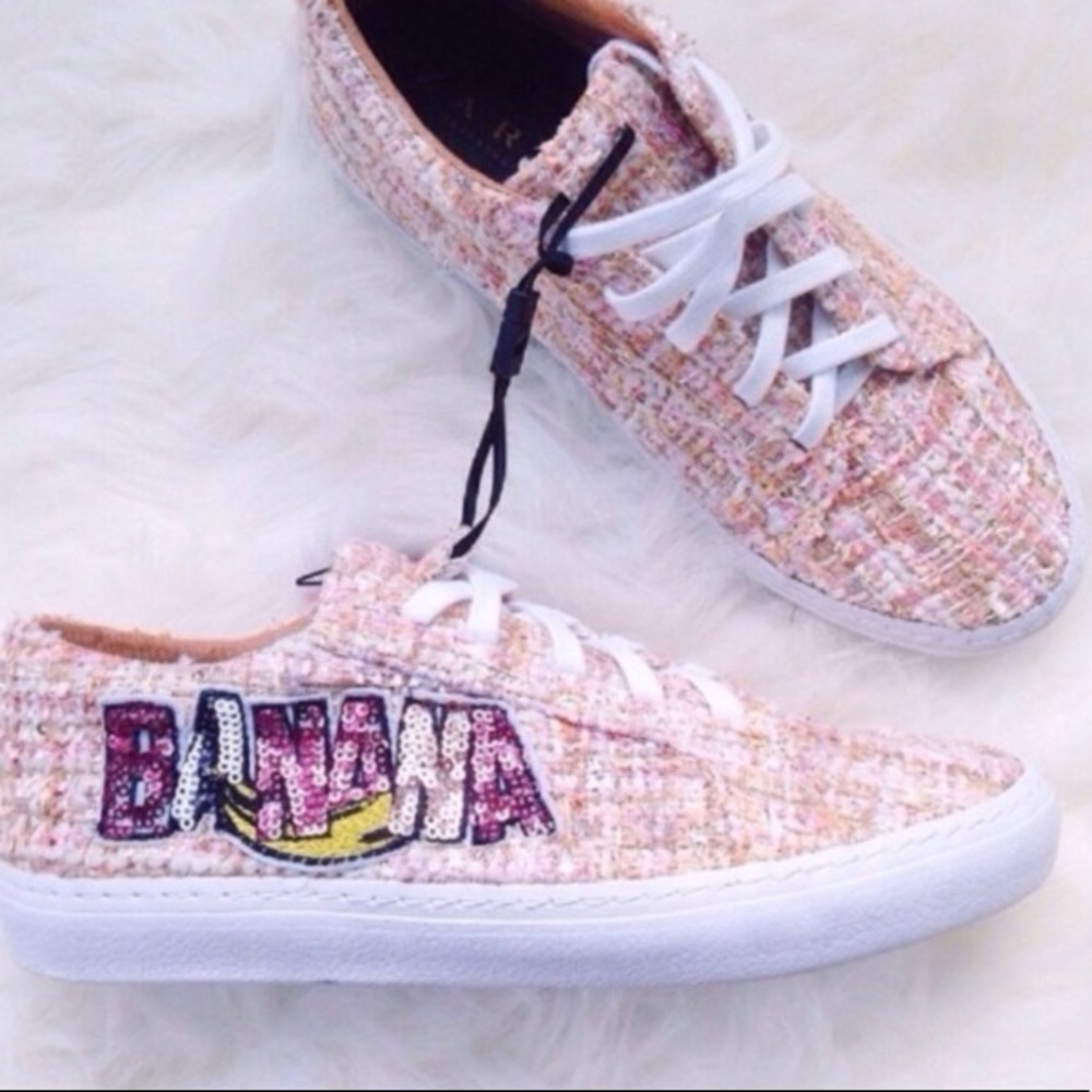 Zara Banana Fabric Sneakers Size 6